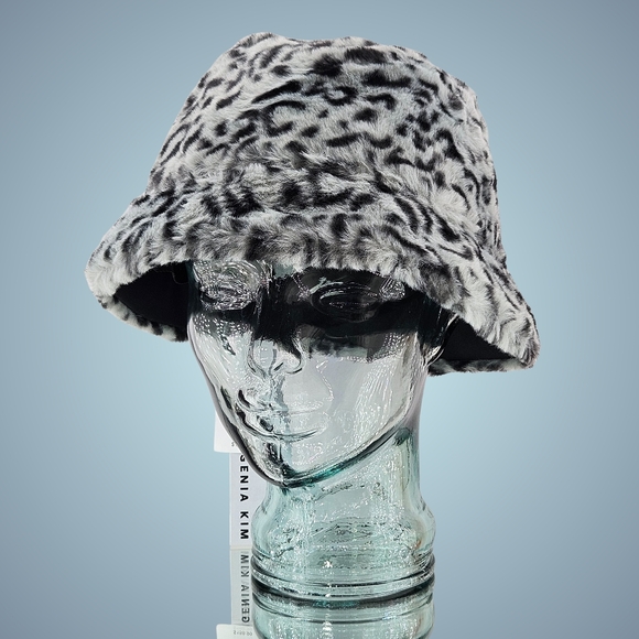 Eugenia Kim Hat Stone Brow Leopard Print Charlie Bucket Hat Faux Fur Cottagecore